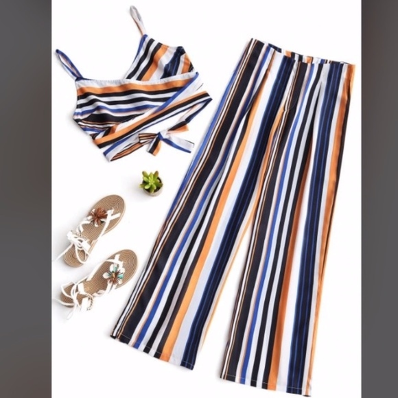 Zaful Dresses & Skirts - Zaful NWT Striped Wide Leg Pants & Crop Top Bundle